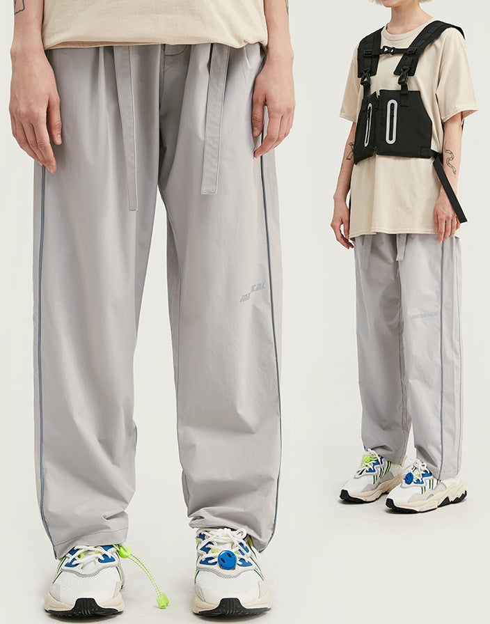 Stitching Printed Casual Trousers Straight Leg Men