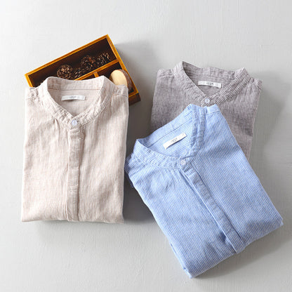 Cotton And Linen Casual Long-sleeved Shirt