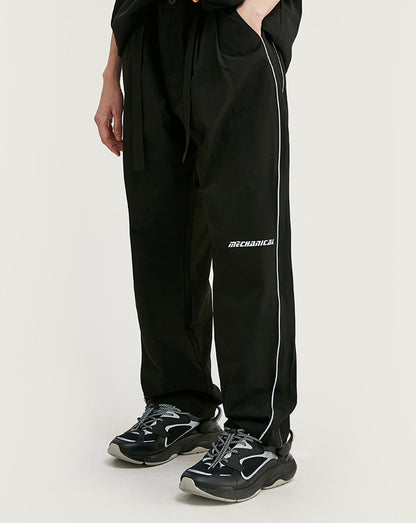 Stitching Printed Casual Trousers Straight Leg Men